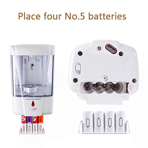 interhasa! Soap Dispenser, Touchless Hand Sanitizer Dispenser Wall Mount Automatic Kitchen Soap Dispenser for Commercial Home, Office, 600ml/20oz - color: White