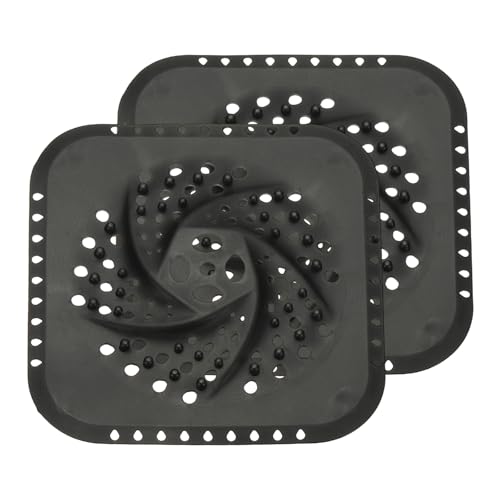 uxcell 2 Pcs Square Drain Cover, 5.7 Inch Shower Hair Catcher Drain Cover for Shower Room Bathtubs Kitchen Sink Laundry Room, Black - color: Black