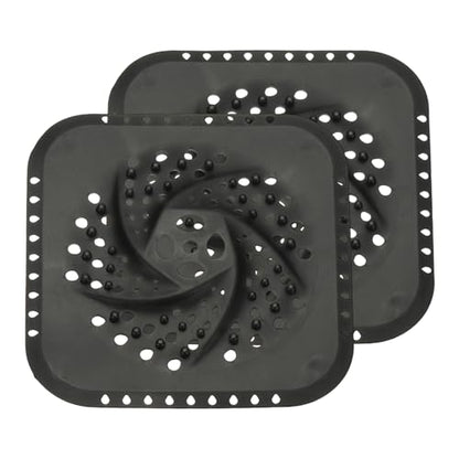 uxcell 2 Pcs Square Drain Cover, 5.7 Inch Shower Hair Catcher Drain Cover for Shower Room Bathtubs Kitchen Sink Laundry Room, Black - color: Black
