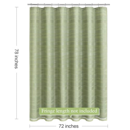 Long Boho Farmhouse Shower Curtain Set with Tassel, Linen Bohemian French Country Chic Bathroom Shower Curtain Set, Modern Striped Textured Shower Curtain 72x78 - Olive Green - color: Olive Green, size: 72"W x 78"L (Pack of 1)