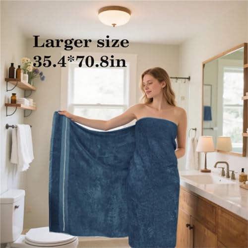 Extra Large Bath Towel Premium Bamboo Fiber, Ultra Absorbent & Quick-Dry, Bath Sheet for Hotel, Home Use(Blue) - color: Blue