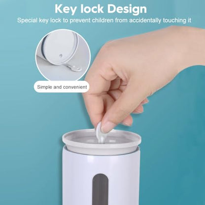 Soap Dispenser Wall Mount 17oz Drill Free ABS Hand Soap Shower Dispenser with Adhesive and Screws No Leakage Shampoo and Conditioner Dispenser Large Capacity for Bathroom Kitchen-White,1PACK