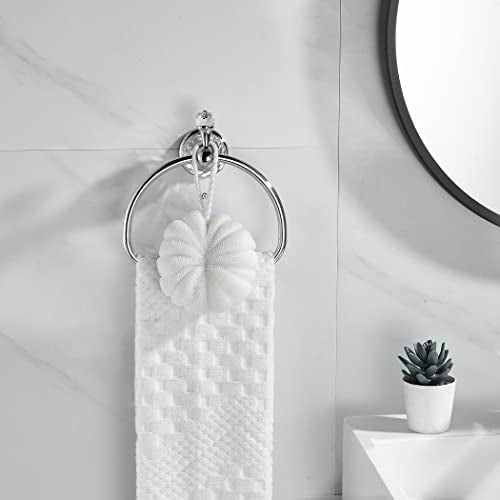 WOLIBEER Towel Ring,Crystal Hand Towel Holder,Round Towel Ring for Bathroom Wall Mounted Towel Hanger Bling Bathroom Accessories - size: Half-Round