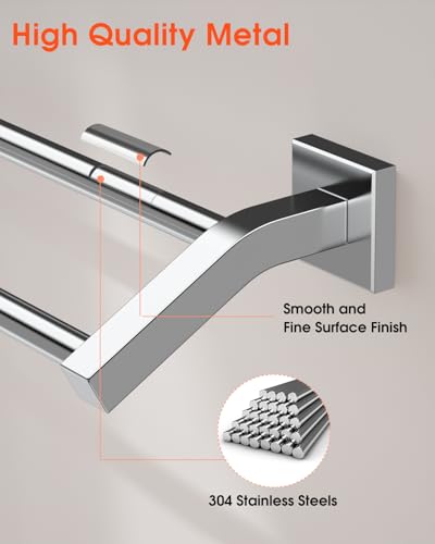 Alise Double Bath Towel Bar, 28" Towel Racks for Bathroom, Polished Chrome | SUS304 Stainless Steel Bathroom Towel Holder, Quick Drying Towel Hanger Towel Rod Wall Mounted - color: Polished Chrome, size: 28-Inch (2-Bars)