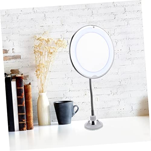 Mobestech Magnifying Vanity Mirror with LED Light and Rotating Suction Cup for Bathroom and Desktop Viewing Angle Makeup Mirror for Precise Eye Makeup and Personal Care