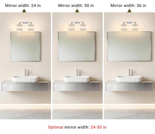Lxybcce 2-Light Bathroom Vanity Light, 14 in Modern Crystal Bathroom Lighting Fixtures Over Mirror, E26 Hardwired Bathroom Wall Sconce, Chrome - color: Chrome, size: 14in