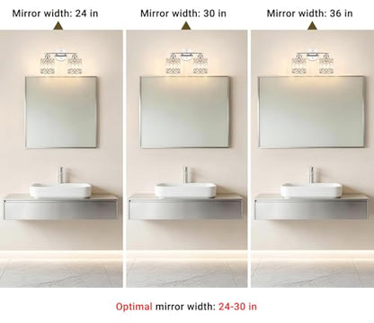 Lxybcce 2-Light Bathroom Vanity Light, 14 in Modern Crystal Bathroom Lighting Fixtures Over Mirror, E26 Hardwired Bathroom Wall Sconce, Chrome - color: Chrome, size: 14in