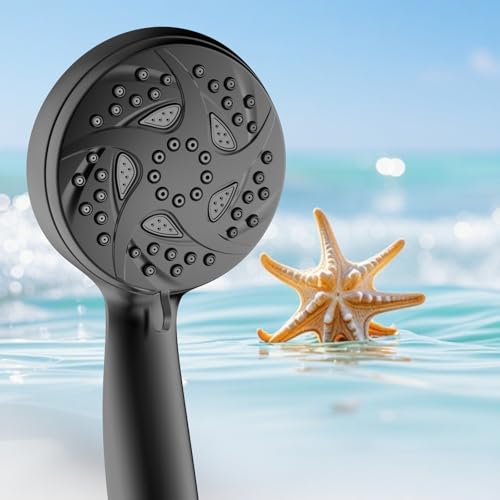 6-Mode Shower Head with Handheld, High Pressure Handheld Showerhead, Black | 3.94 Inch Handheld Spray with 59 Inch Stainless Steel Hose and Adjustable Shower Holder, Tool-free Installation - color: Black-3.94 Inch