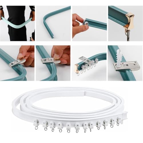 Curtain Rail Flexible Ceiling Curtain Track Bendable Curtain Track Ceiling Mount Wall Mount for Room Divider Shower Curtain RV Curved Curtain Rail System(Blue,82.7"/2.1M) - color: Blue, size: 82.7"/2.1M