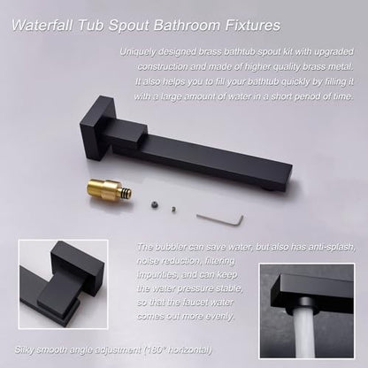 Black Tub Shower Faucet Set 4 Functions Thermostatic Shower System | with Tub Spout, Ceiling Mounted 12 inch Shower Head, 6 Body Jet, Handheld Spray - color: Black, size: 12" Ceiling Shower