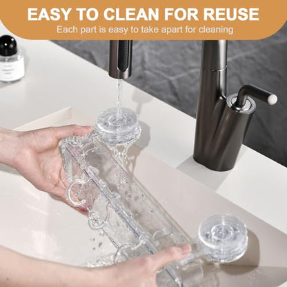 Shower Caddy Suction Cup, Wall Mounted Suction Shower Rack Organizer, No Drilling Clear Shelf Basket with 4 Movable Hooks, Bathroom Storage Rack Suitable for Smooth Walls - style: Long size, 1 piece