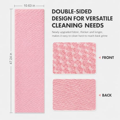 1Pack Pink Japanese Exfoliating Scrub Towel 120CM Long Back Scrubber | Soft 3D Weaving Washcloth for Sensitive Skin - color: Pink