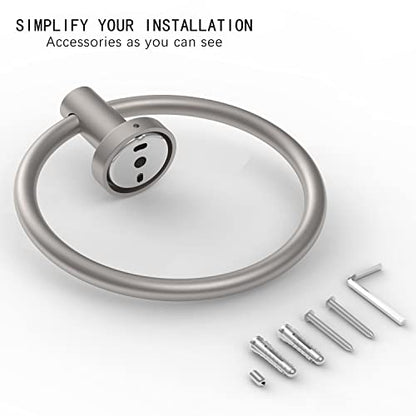 RARXTR Brushed Nickel Towel Ring, Hand Towel Holder for Bathroom Kitchen Modern Rounded Base Wall Mount SUS304 Stainless Steel - color: Brushed Steel