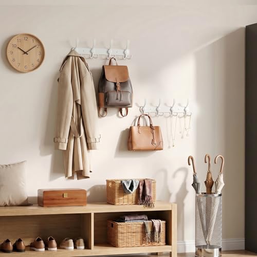 YUNISS Coat Rack Wall Mounted，4 Tri Stainless Steel Coat Hook for Coat Hat Robes Towel in Mudroom Entryway (White, 1 Pack 4) - color: White, size: 1 Pack 4