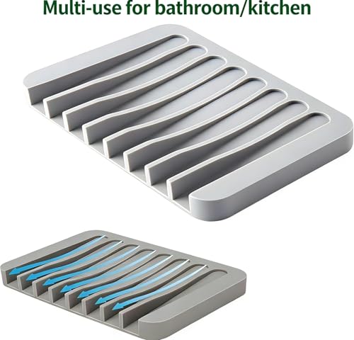 4PCS Self Draining Soap Holder Rack, Advanced Silicone Soap Dish Tray, Waterfall Drain, Suitable for Bathrooms, Kitchens, and Bathtubs, Extending Soap Life, Keeping Soap Bars Dry and Easy to Clean