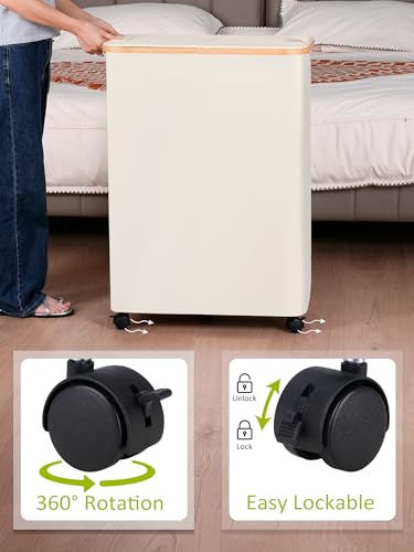 efluky Double Laundry Hamper with Wheels, Divided Laundry Hamper with Removable Bags, 2 Section Dirty Clothes Basket with Handles for Bathroom, Bedroom & Laundry Room, 160L Beige - color: Beige, size: 160L