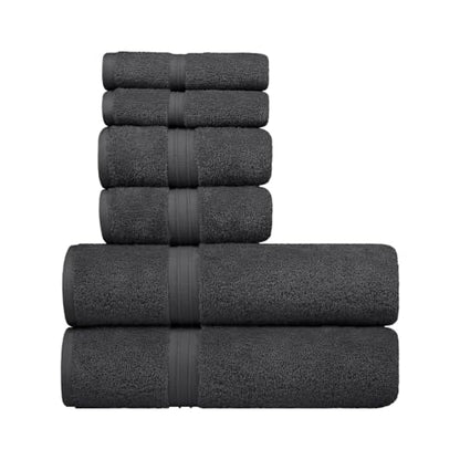 6 Piece Home Towel Set - Soft & Cozy - 100% Cotton, Modern, Hotel Quality, Includes 2 Bath Towels (28" x 56"), 2 Bathroom Hand Towels (16"x28") and 2 Wash Cloths (12"x12") - Anthracite Gray - color: Anthracite, size: 6-Piece Bath Towel Sets