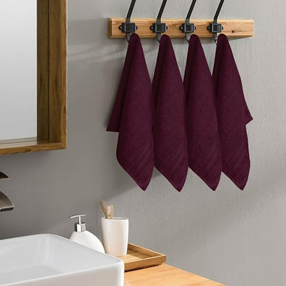 BOUTIQUO Ultra Soft Cotton Washcloths, Contains 12 Piece Face Cloths 12x12 inch, Ideal for Everyday use Face Towels, Compact & Lightweight Multi Purpose Washcloths - Burgundy - color: Burgundy, size: Washcloths - Set of 12