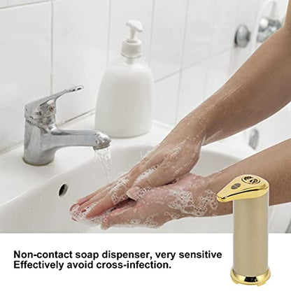 250ml Electric Soap Dispenser Touchless, Countertop Automatic Touchless Hand Soap Dispenser for Home Bathroom Kitchen School Hotel (Gold) - color: Gold