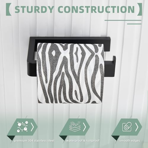 Angle Simple Toilet Paper Holder Matte Black, Bathroom Paper Roll Holder | SUS304 Stainless Steel Tissue Hanger Dispenser for Restroom, Screw Wall Mount - color: Matte Black