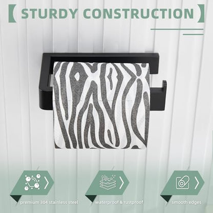 Angle Simple Toilet Paper Holder Matte Black, Bathroom Paper Roll Holder | SUS304 Stainless Steel Tissue Hanger Dispenser for Restroom, Screw Wall Mount - color: Matte Black