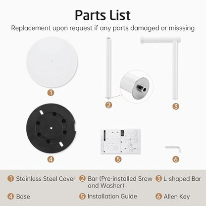 KES White Toilet Paper Holder Stand, Freestanding with Heavy Base | 304 Stainless Steel, Rustproof, 20.2-Inch Height, Anti-Slip Base, Fits All Rolls, Easy 1-Min Assembly - color: White, size: 20.2" H