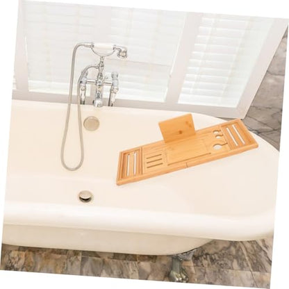 Bamboo Bathtub Tray Expandable Spa Bath Organizer Nonslip Bathroom Tub Holder for Soap Shampoo