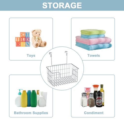 JUNCHU CHERRY Wire Hanging Storage Basket 2 Packs, Wall Mounted Kitchen Bathroom Storage Basket, Multi-Functional, No Punching, Strong Bearing, Chrome - color: Chrome