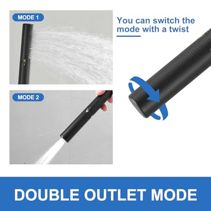 RUMOSE Dark Black Shower Panel Tower System, 5-Mode Shower Faucet Set | LED Light Rainfall Shower Head Digital Display with Massage Jets Tub Spout Shower Shelves, Stainless Steel, Wall Mount - color: Dark Black