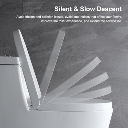 Soft Close White Elongated Toilet Seat - Scratch Resistant PP Cover with Quick Release Hinge, Easy to Install & Clean, Quiet Slam Mechanism - size: Elongated