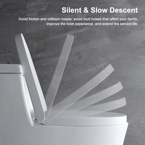 Soft Close White Elongated Toilet Seat - Quiet Slam PP Cover with Quick Release Hinge, Easy to Install & Clean, Scratch Resistant Design - size: V Shape