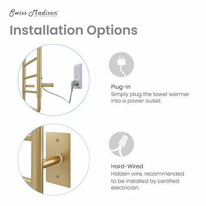 Swiss Madison Ivy 8-Bar Electric Towel Warmer Heated Towel Racks for Bathroom in Brushed Gold - color: Gold