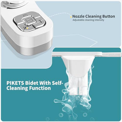 Bidet Attachment for Toilet, Dual Nozzle (Frontal and Rear Wash) Non-Electric Fresh Water Toilet Seat Attachment with Nozzle Self Cleaning, Adjustable Water Pressure(Chrome Silver) - color: Chrome Silver