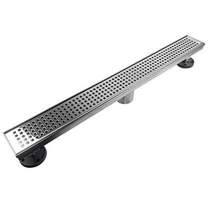 Neodrain 24" Linear Shower Drain, Polished 304 SS Bathroom Linear Drain | Polished Shower Drain with Quadrato Grate& Adjustable Feet, Long Rectangle Shower Floor Drain in Bathroom, Balcony etc,cUPC - color: Polished, size: 24 In