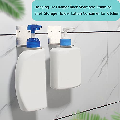 BiJun Soap Bottle Dispenser Holder, 1.06in Silver for Kitchen Bathroom | Wall Mounted Pump Hand Stand Hanging Jar Hanger Rack Shampoo Standing Shelf Storage Holder Lotion Container Saves Space - color: Silver