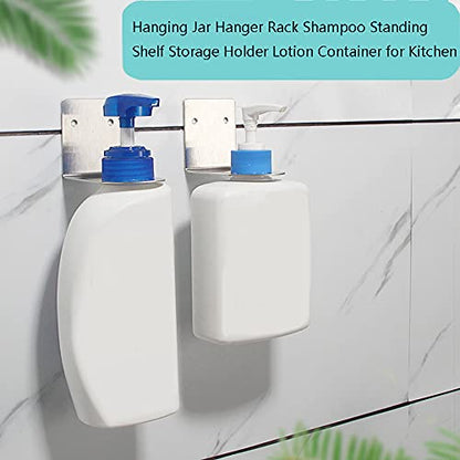 BiJun Soap Bottle Dispenser Holder, 1.06in Silver for Kitchen Bathroom | Wall Mounted Pump Hand Stand Hanging Jar Hanger Rack Shampoo Standing Shelf Storage Holder Lotion Container Saves Space - color: Silver