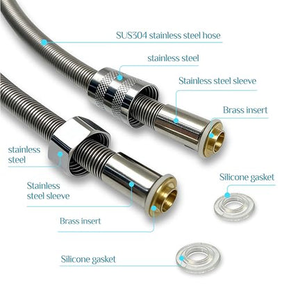 Shower Hose, 59Inch /150cm Shower Head Hose Replacement Showerhose Extra Long Stainless Steel Flexible and Durable High-Pressure Bathroom Accessory, 1 PCS