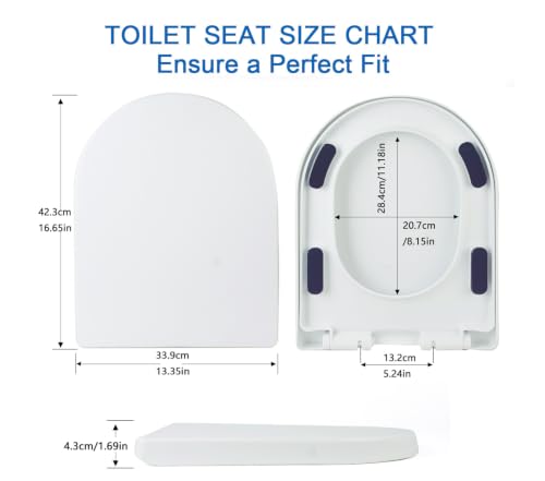 Elongated Soft Close U-Shaped Toilet SeatQuick Release Easy Clean | The quick-release hinge allows you to remove the seat easily for deep cleaning. Keep your bathroom more hygienic - size: 16.8*13.4in