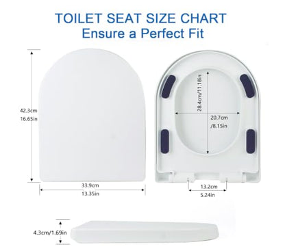 Elongated Soft Close U-Shaped Toilet SeatQuick Release Easy Clean | The quick-release hinge allows you to remove the seat easily for deep cleaning. Keep your bathroom more hygienic - size: 16.8*13.4in