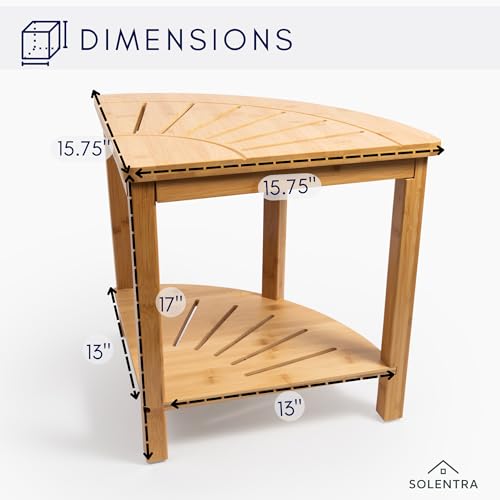 Shower Bench – Waterproof Wooden Spa Seat with Storage Shelf for Bathroom, Sauna & Entryway – Eco-Friendly Bath Stool Available in 3 Sizes - size: Corner