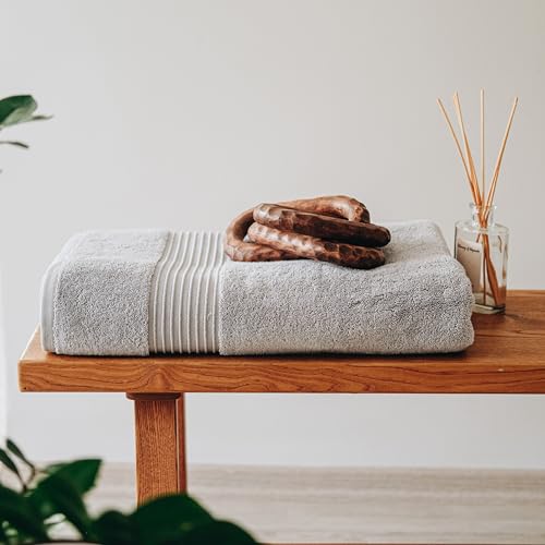 Milara Plush Turkish Cotton Bath Sheet, Silver Gray, 700 GSM, 35x70 in | Oversized 35x70in | 700 GSM Turkish Combed Cotton | Air-Spun Construction for a Plush Feel | OEKO-TEX® Standard 100 Certified - color: Silver Gray, size: Bath Sheet (1 Pcs) - 35" x 7