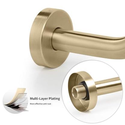 High Rise Shower Arm with Flange,15.5 Inch Gooseneck Shower Arm Extension,Stainless Steel S Shaped Shower Showerarm,Brushed Gold,9Z4MKK - color: Brushed Gold, style: Z Shaped