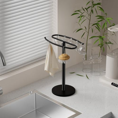 Matte Black S-Shape Towel Holder Stand Heavy Base Jewelry Stand | Freestanding towel rack for bathroom, kitchen, vanity. Can be used in bathrooms, kitchens, bedrooms