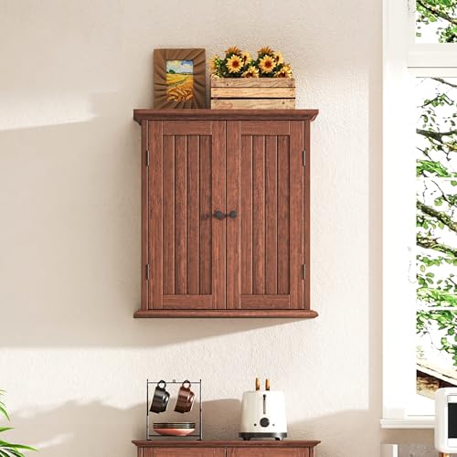 ChooChoo Bathroom Wall Cabinet with 2 Doors, Over The Toilet, Farmhouse | 8.8"D x 21.1"W x 24"H, Medicine Cabinet, Adjustable Shelves, Cupboard, Walnut - color: Walnut, size: 8.8"D x 21.1"W x 24"H