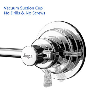 JiePai 16 inch Suction Cup Towel Bar,Shower Towel Racks for Bathroom,Chrome | Vacuum Suction,No Drill,Removable,Heavy Duty Wall Mount ,For Smooth Surfaces,for Bathroom & Kitchen - color: Suction Towel Bar-16 Inch Chrome