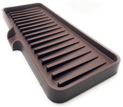 Silicone Soap Dish Tray and Sponge Holder with Drain Chute, Rectangular, Kitchen and Bathroom Sink Organizer (Dark Chocolate, 9"x3.5") - color: Dark Chocolate, size: (MD) 9"x3.5"
