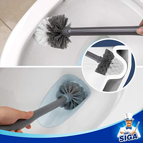 MR.SIGA Toilet Bowl Brush and Holder, Sturdy Long Handle, Gray, 12 Pack - color: Gray, size: One Size (Pack of 12)