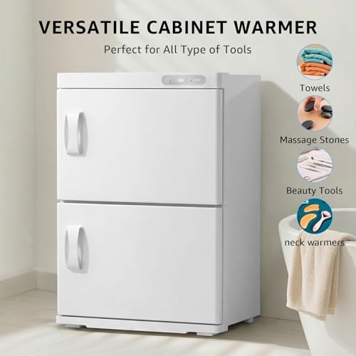 46L Hot Towel Warmer Cabinet, Large Professional Towel Heater - White | Rust Resistant, Stainless Steel Racks, Large Capacity, Towel Warmer for Spa Massage Salon Home - color: White, size: 46L
