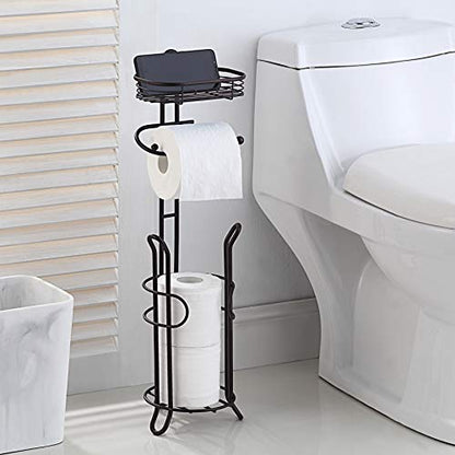 SunnyPoint Bathroom Heavyweight Toilet Tissue Paper Roll Storage Holder Stand with Reserve and Shelve, The Reserve Area Has Enough Space to Store Mega Rolls. (Bronze) - color: Orb