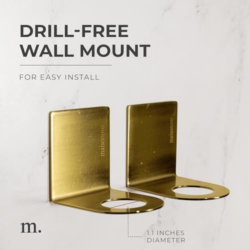 MAISONOVO Adhesive Soap Holder | Shampoo Bottle Holder Set of 2 - Gold | Soap Bottle Holder | Wall Mounted Soap Holder | Soap Dispenser Holder - color: Gold